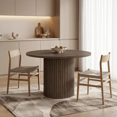 Produktbild von Runder Tisch Norin, Ausziehbar 100-188/100/75 cm – Ovaler Esstisch und Küchentisch – Säulenfuß mit Lamellen – Dunin Eiche – Hergestellt in Polen
