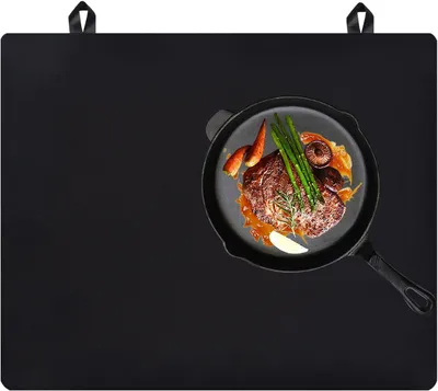 Image de Plaque de protection pour table de cuisson à induction, dimensions 61,5 x 53 cm, tapis en silicone, résistant à la chaleur jusqu'à 230 °C, avec 2 crochets, pour la cuisine