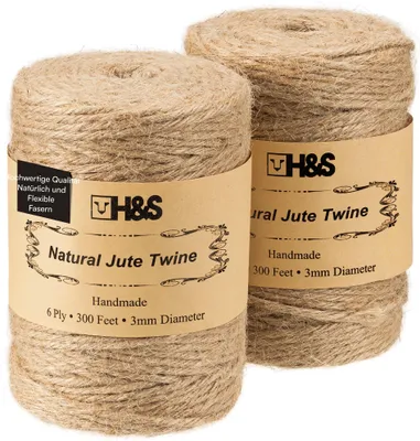 Produktbild von H&S 2x Juteband 183m Schnur - 2er Set Jute Garn - 3mm starkes Kordelband - Juteschnur Paketschnur Jutegarn - Bindfaden Gartenschnur aus Naturfaser -