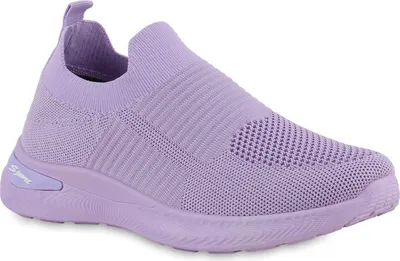 Produktbild von VAN HILL Damen Slip Ons Sportschuhe Sportliche Strick Profil-Sohle Schuhe 841703, Farbe: Lila, Größe: 39