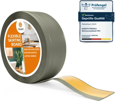 Immagine prodotto di QUEST Battiscopa in PVC 70x20mm, 1m, autoadesivo, battiscopa morbido, flessibile, oliva