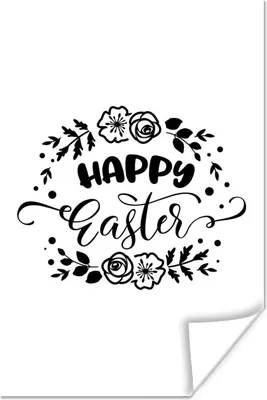 Produktbild von MuchoWow® Poster Ostern - Zitate - Frohe Ostern - Blumen 80x120 cm - Papierdruck