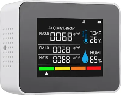 Zdjęcie produktu dla 8 w 1 Monitor jakości powietrza Zestaw do badania pleśni w domu CO2 HCHO TVOC PM2.5 PM10 Detektor wilgotności z kolorowym ekranem danych w czasie rzeczywistym