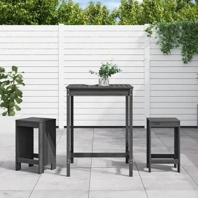 Produktbild von Möbel 3-tlg. Gartenbar-Set Grau Massivholz Kiefer - Gartenmöbelgarnituren &8548