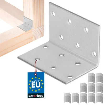 Obrázek produktu pro KOTARBAU® Sada 100 rohových spojovacích prvků 40 x 40 x 60 x 2 mm s katétrem z konstrukční oceli Montážní otvory Nábytkové spojovací prvky Pozinkované spojovací prvky pro těžké dřevo Montážní katétr