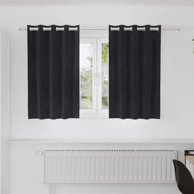 Image de Rideaux occultants 2 pcs Noir 140 x 140 cm Velours