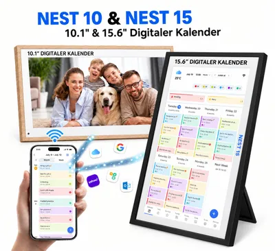 Produktbild von Blackview NEST 10 und NEST 15 Kombi: Digitaler Kalender, 10,1" & 15,6" Displays, 1920x100, 16:10, Multi-Device-Sync und Sharing