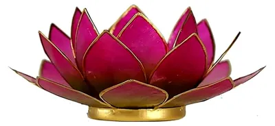 Produktbild von Capiz Chakra Lotuslicht grün-rosa mit Goldrand - 13,5 cm