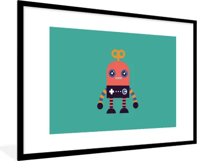 Produktbild von MuchoWow® Gerahmtes Poster Roboter - Spielzeug - Gesicht - Rosa - Jungen - Kinder 90x60 cm - Poster mit Schwarzem Bilderrahmen Wandposter Rahmen Foto Bilder - Wanddekoration - Fotos