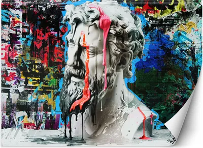 Immagine prodotto di Murale grande scultura di Poseidone graffiti carta da parati per pareti 300x210 cm colore Tema colorato Cultura pop