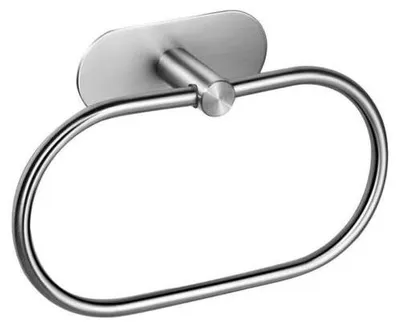 Image de Porte-serviettes sans perçage, anneau de fixation murale pour serviettes de bain (acier inoxydable, finition brossée)