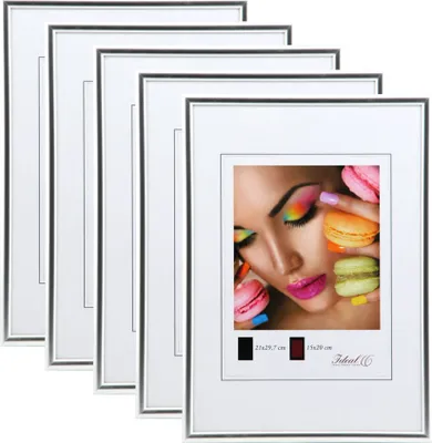 Produktbild von New Lifestyle Set Bilderrahmen Wanddeko Collage Poster Rahmen 2er 3er 5er Pack - Farbe: 5er Pack Silber | Format: 30x40