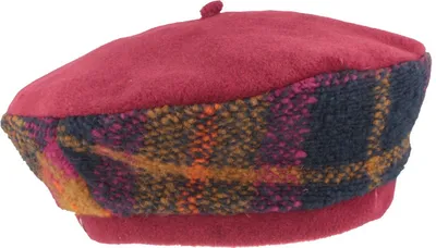 MtM warme Fleece Winter-Baskenmütze mit Multicolor Wollstoff in lila