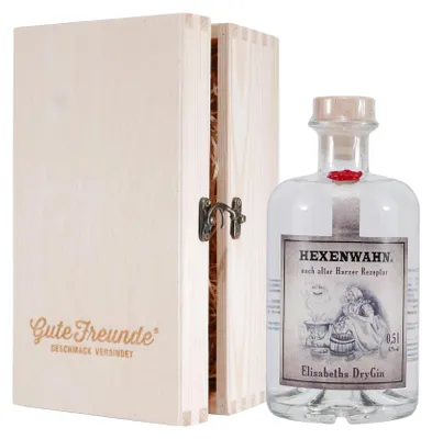 Produktbild von Hexenwahn Elisabeths Dry Gin mit Geschenk-Holzkiste