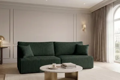 Image de Canapé-lit avec coffre de rangement tissu velours côtelé Tilia, vert, BEST MINI