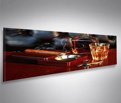 Produktbild von Bild Bilder auf Leinwand Zigarre V3 Whiskey Cocktails Bar Drinks Panorama - XXL Eyecatcher von islandburner Poster Leinwandbild Wandbild