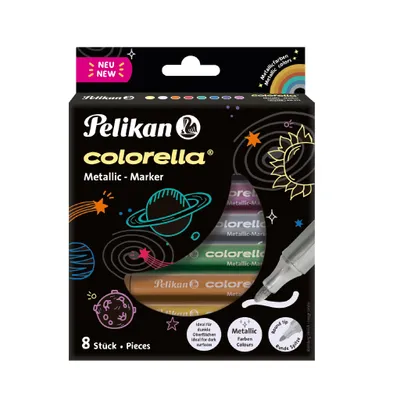 Produktbild von Pelikan Colorella Metallic, 8 Farben, Metallisch, Mehrfarbig, Rundspitze, Mehrfarbig, Rund, 8 Stück(e)