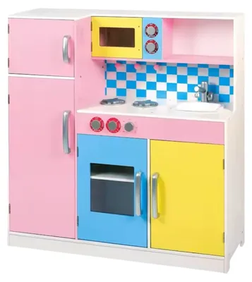 Image de Kinderküche GINGER HOME, jouet en bois pour jeux de rôle, design coloré, dimensions : 90 x 30 x 90 cm