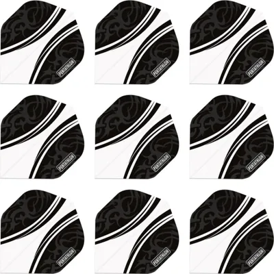 Produktbild von Pentathlon | Dart Flights | 100 Micron | Standard | Transparent Weiss-Schwarz | 3 Sets = 9 Flights