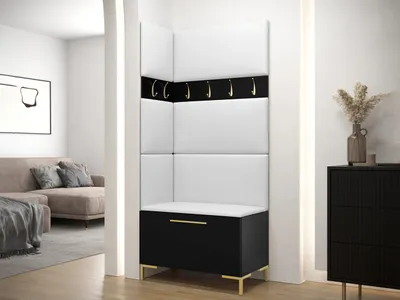 Obrázek produktu pro Stěna do chodby s čalouněnými panely ANDORA 4 - černá / bílá