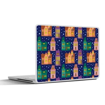 Produktbild von MuchoWow® Laptop Aufkleber Sticker Cover Winter - Muster - Haus 32.5x23.5 cm - Sticker für Laptop - Selbstklebend