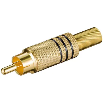 Produktbild von goobay Cinchstecker vergoldet mit Knickschutz schwarz (Bulk)