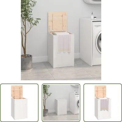 Produktbild von The Living Store Wäschetruhe Weiß 44x44x66 cm Massivholz Kiefer