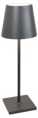 Image de Lampe De Table Led Zafferano Poldina L Desk, Gris Foncé, Rechargeable Et Dimmable, Avec Une Autonomie Allant Jusqu'À 12 Heures.