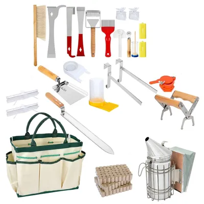 Imker-Werkzeug-Set, 26-teilig, mit Stockmeißel, Bienenbürste, J-Haken