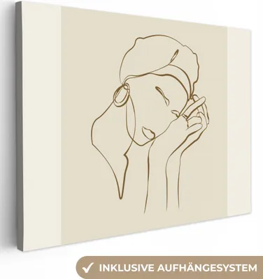 Produktbild von MuchoWow® - Leinwandbilder - Frau - Linienkunst - Zitate - Text, Wandbild, Wanddeko Bilder Wohnzimmer, 120x90 cm