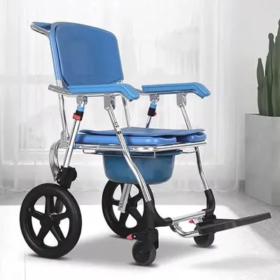 Produktbild von Duschrollstuhl - Ergonomisch wasserabweisend Toilettenstuhl für Senioren, Multifunktionaler Duschstuhl mit Rollen Klappbar, für Senioren und Menschen mit eingeschränkter Mobilität