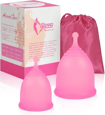 Obrázek produktu pro Menstruační kalíšky, 2 kusy, vyrobené z lékařského silikonu, opakovaně použitelné, pro intimní hygienu