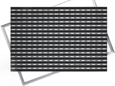 Produktbild von POLENTEX Aluminium Fußmatte für Türen mit Rahmen, 90x60 cm, Verstärkt 17 mm, Gummi-Einlage, Objektgeeignete Eingangsmatte für Innen & Außen, Witterungsbeständig, Schwarz