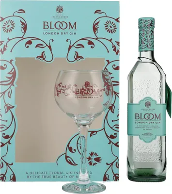 Produktbild von Bloom London Dry Gin 40% Vol. 0,7l in Geschenkbox mit Glas