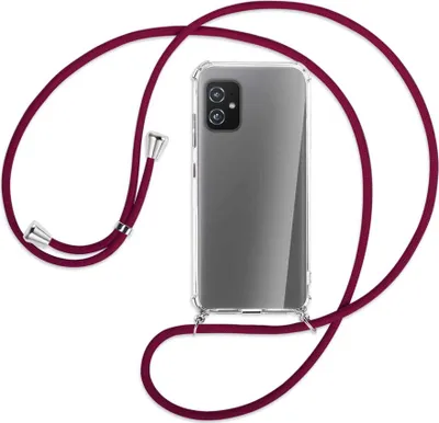 Produktbild von Handykette Backcover-Schutzhülle mit Band (Metall silberfarben) für Asus Zenfone 8 - dunkelrot