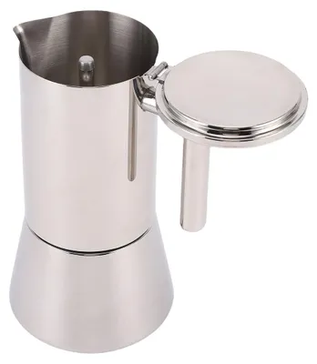 Image de Machine à café pour plaque de cuisson, en acier inoxydable, style cubain et italien. Compatible avec les plaques de cuisson à induction, idéale pour une utilisation à la maison ou en voyage. Capacité de 12 tasses, 600 ml (17,5 oz)