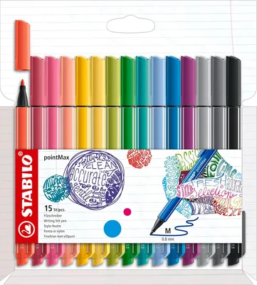 Obrázok produktu pre STABILO fineliner – Sada 15 kusov – hrot pointMax – 15 rôznych farieb