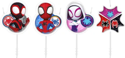 Produktbild von 4 Spiderman-Geburtstagskerzen für Torten, 3 x 4 cm