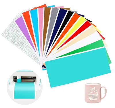 Image de Lot de 15 feuilles de vinyle autocollantes de 14 x 30,5 cm, avec 3 feuilles de transfert pour travaux manuels