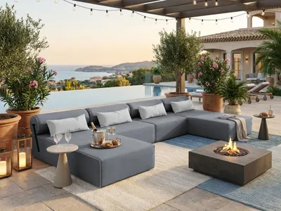 Produktbild von TRADA Gartensofa lounge set BALI XL Grau Wasserabweisend Stoff Modern Design Ecksofa