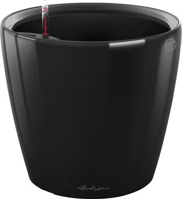 Obrázek produktu pro Plastový samozavlažovací květináč Lechuza Classico Color LS Ø 28 x 26 cm černý včetně zavlažovacího systému, vložky na rostliny, substrátu a ukazatele hladiny vody
