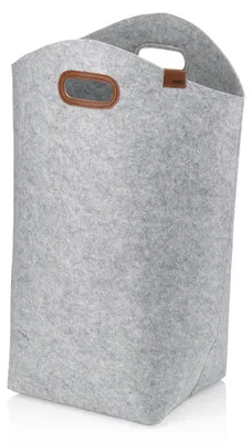 Waschkorb Filz 52x24x61 cm hellgrau 60 L mit Griffen