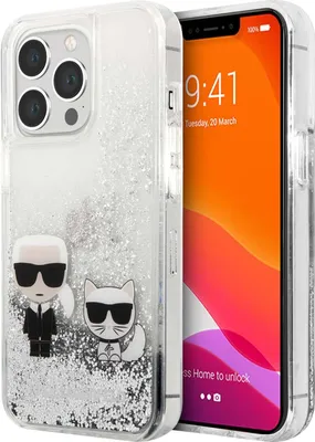 Immagine prodotto di Karl Lagerfeld Klhcp13Xgkcs 13 Pro Max6,7 Srebrny/Argento Custodia rigida Liquid Glitter Karl&Choupette