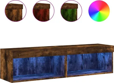 Produktbild von vidaXL TV-Schränke mit LED-Leuchten 2 Stk. Räuchereiche 60x30x30 cm