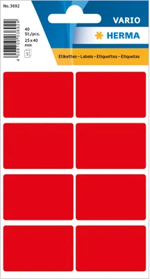 Produktbild von HERMA Vielzweck Etiketten 26 x 40 mm rot 40 Etiketten