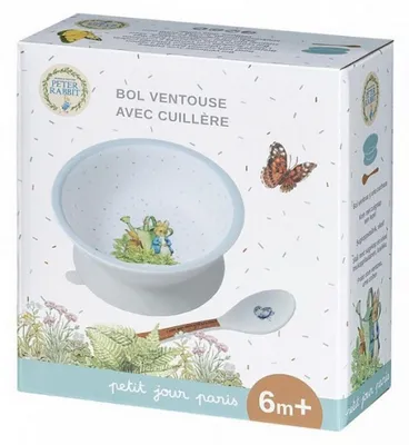 Image de Petit Jour Bol ventouse avec cuillère Pierre Lapin Bleu