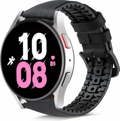 Produktbild von Strap-it Samsung Galaxy Watch 5 - 44mm Silikon-/Lederarmband (Schwarz)