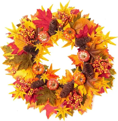 Produktbild von Herbstkranz,Kranz 40 cm Herbstkranz für Haustür draußen Ideal für Herbst & Halloween & Erntedankfest