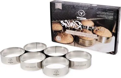 Image de Lot de 6 emporte-pièces pour hamburgers en acier inoxydable, taille XL, pour pains à hamburger