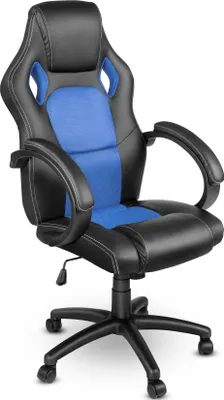 Obrázok produktu pre TRESKO Racing Executive Chair Kancelárske kreslo Otočné kreslo Športové sedadlo Kancelárske kreslo Kancelárska stolička čierna/svetlo modrá